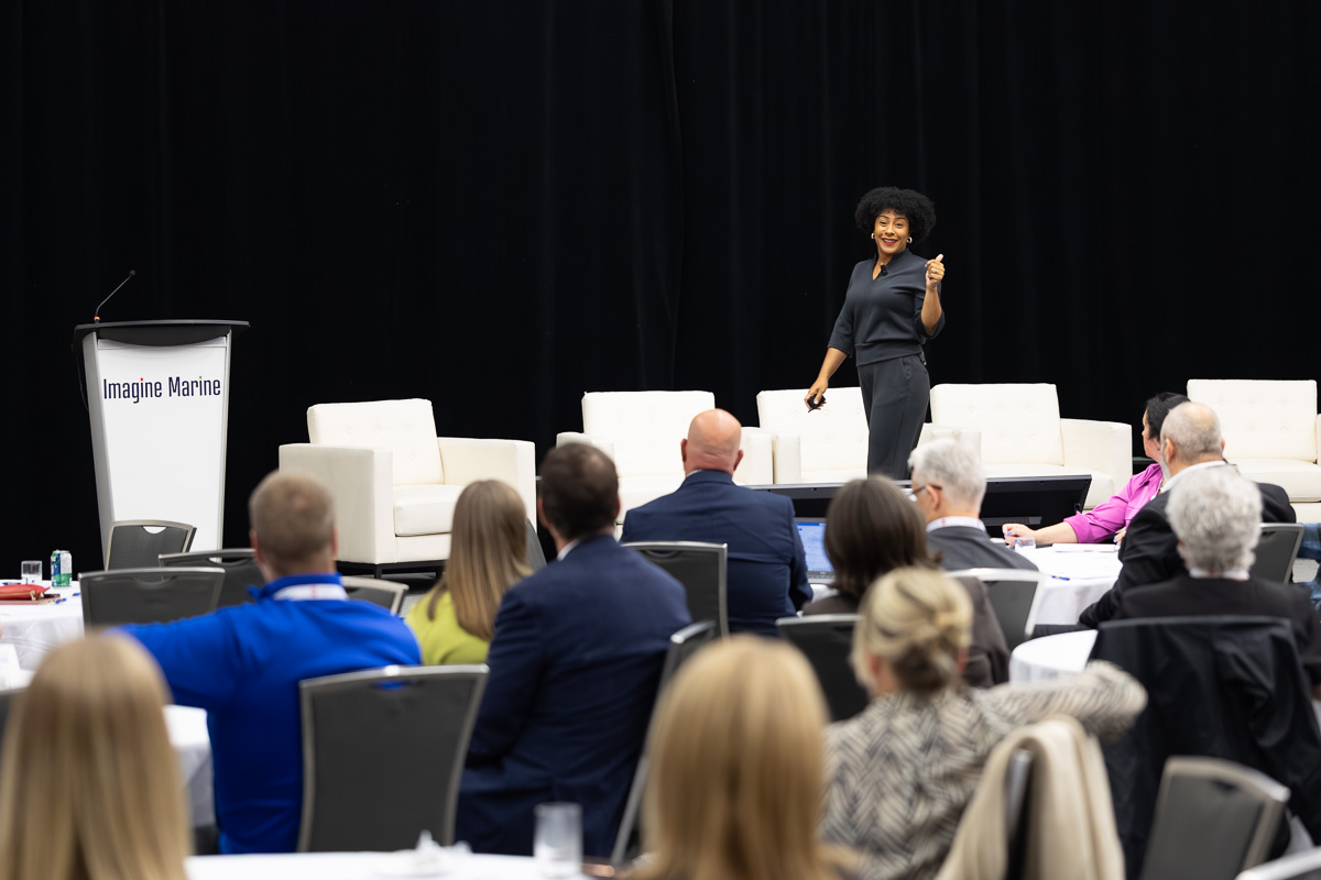 Camille Dundas with The Idea Practice discusses diversity, equity and inclusion at the Imagine Marine Conference in Ottawa, 2026