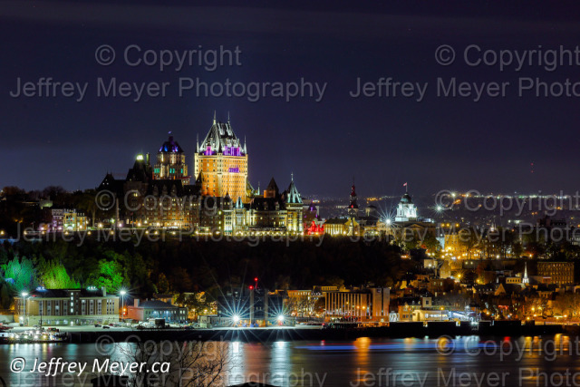 Photographie nocturne, Québec, Château Frontenac, 