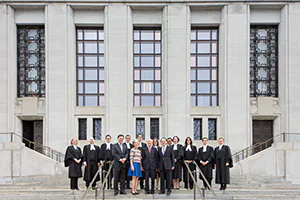 Graduation photo on the steps of the Supreme Court.   Photo by Jeffrey Meyer.